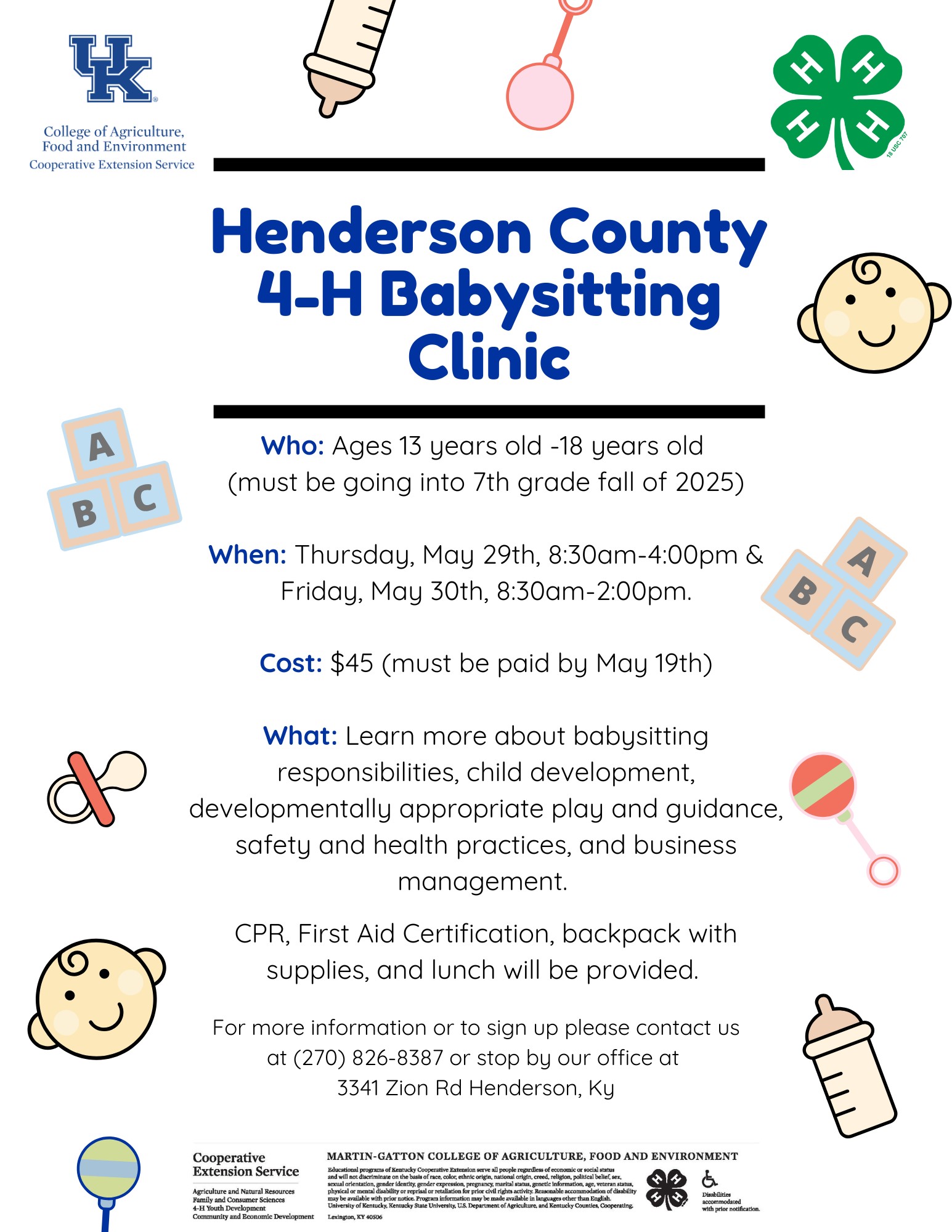 Henderson County 4-H Babysitting Clinic
